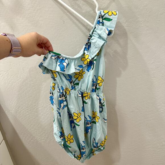 Hugo Loves Tiki Blue Bunnies One Shoulder Romper - Picture 1 of 6
